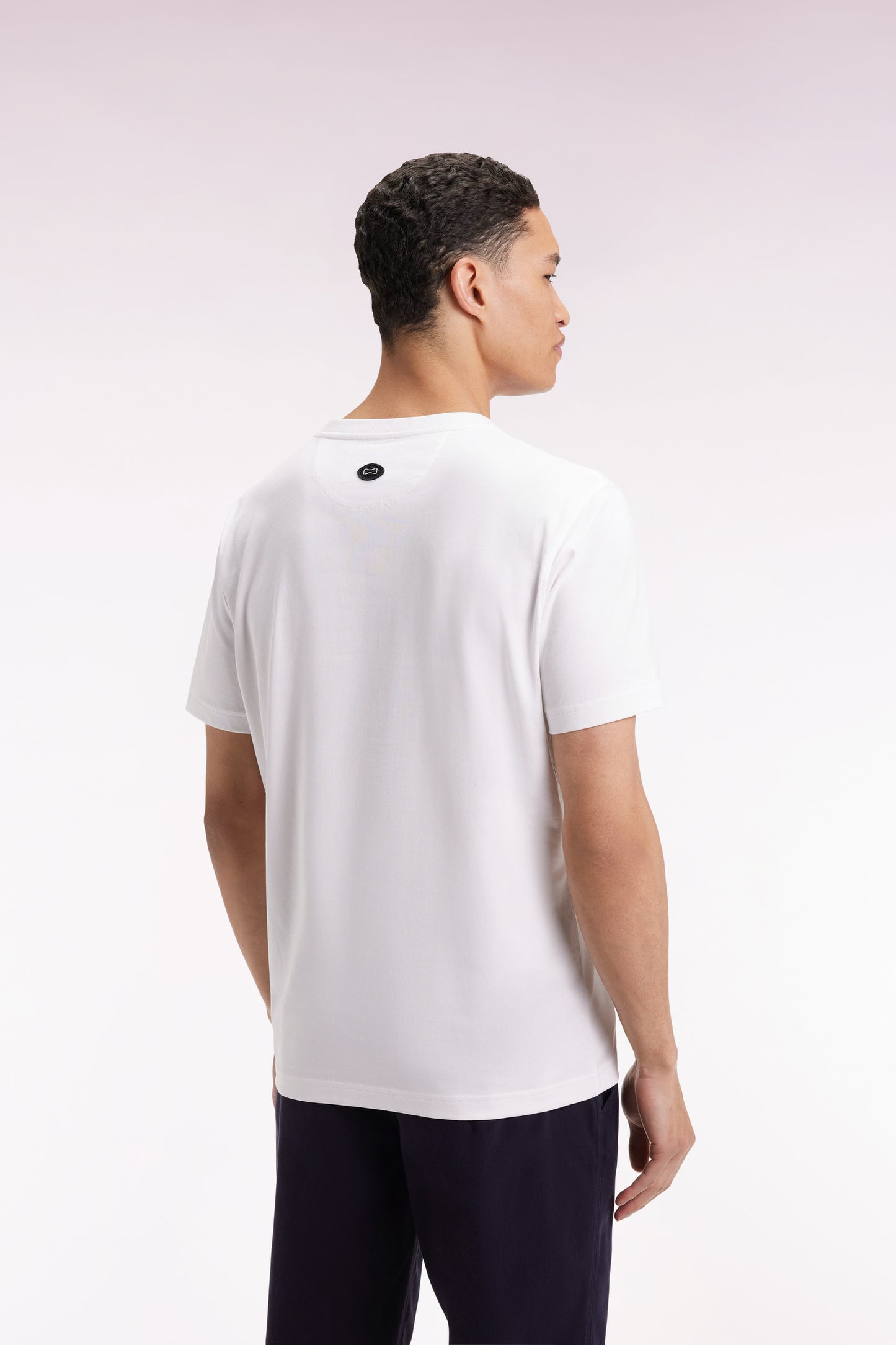 T-shirt à manches courtes en coton blanc impression effet velours
