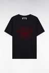 T-shirt à manches courtes en coton noir impression effet velours