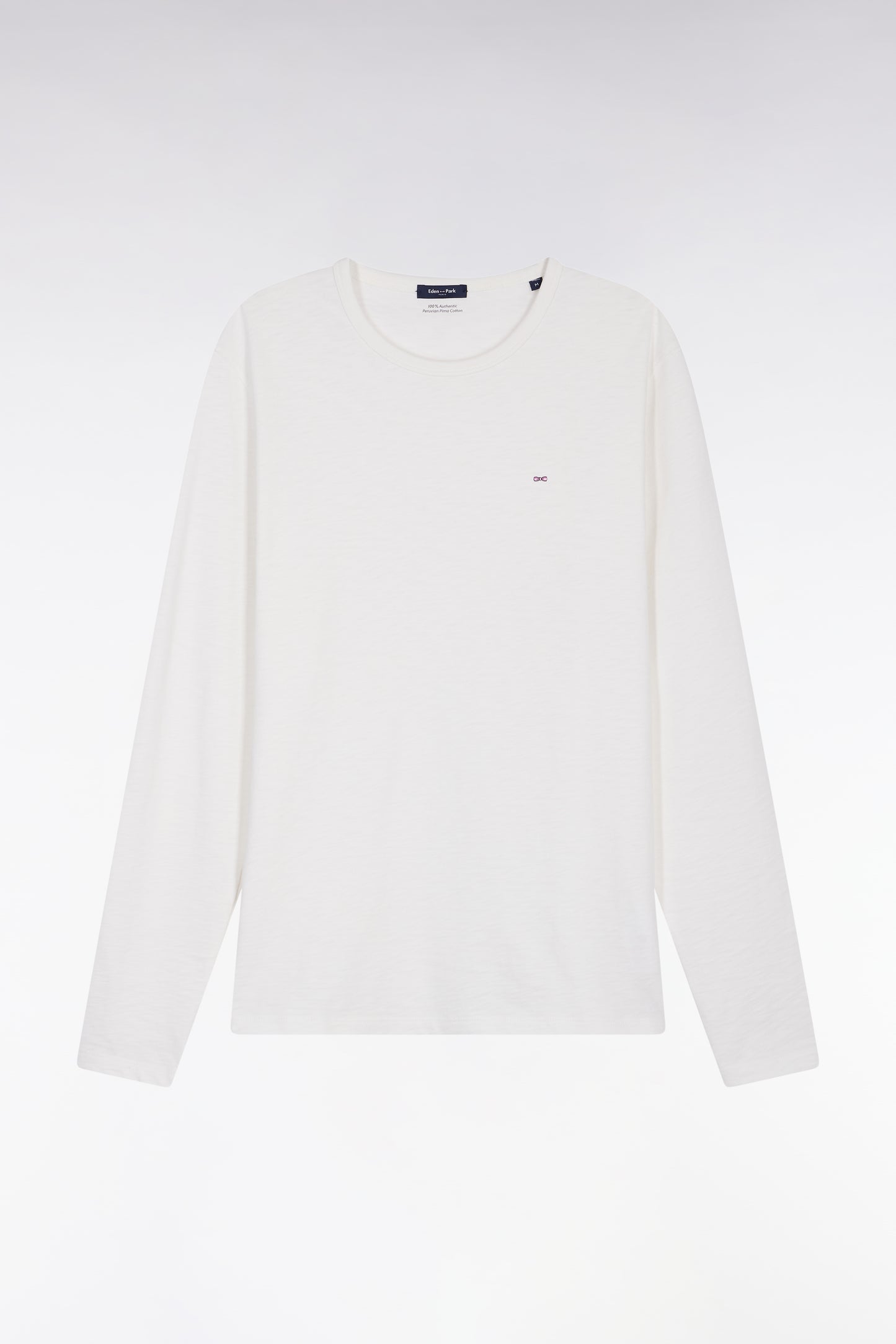 Long-sleeved T-shirt in ecru slub cotton