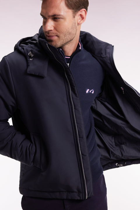 Navy windproof jacket with hood - Image 3