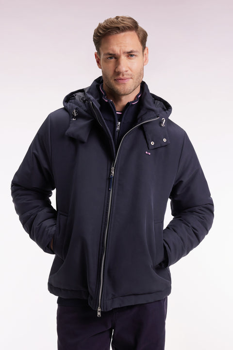 Navy windproof jacket with hood - Image 1