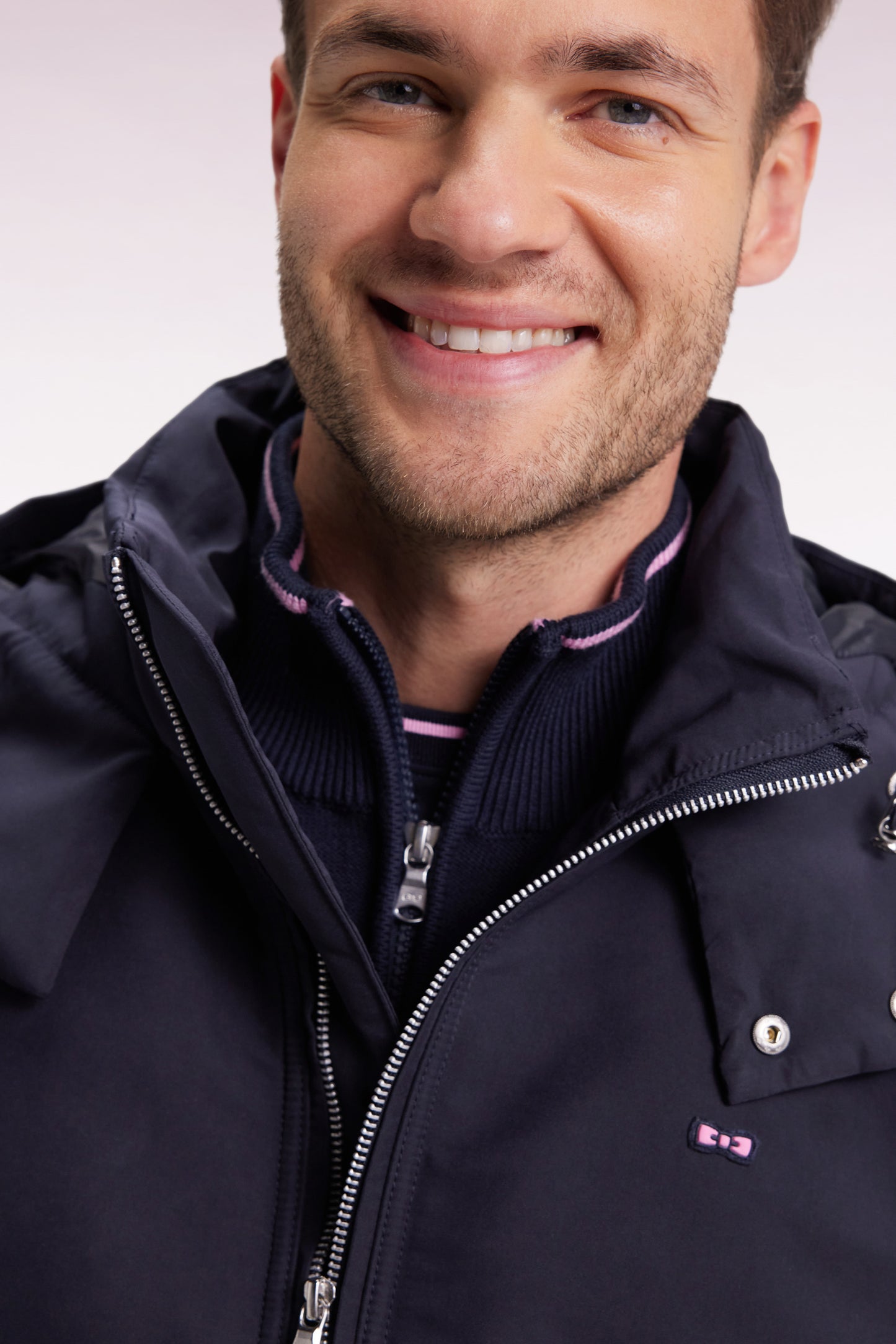 Navy windproof jacket with hood