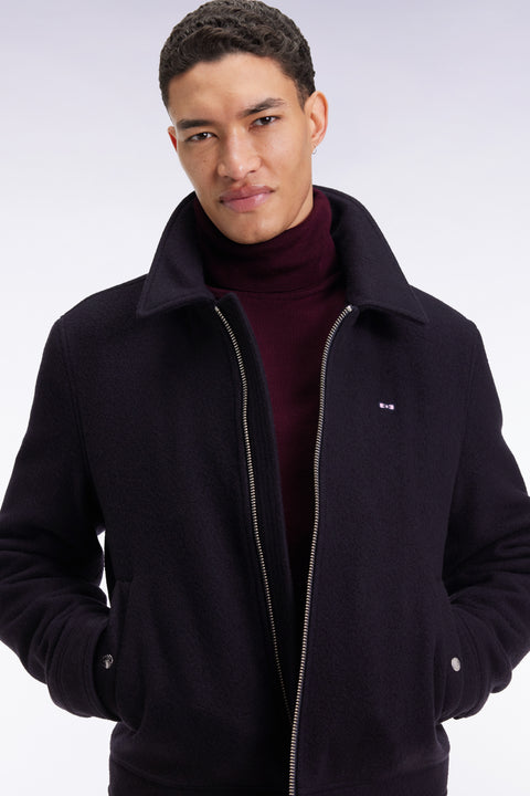 Jacket in navy boiled wool blend - Image 3