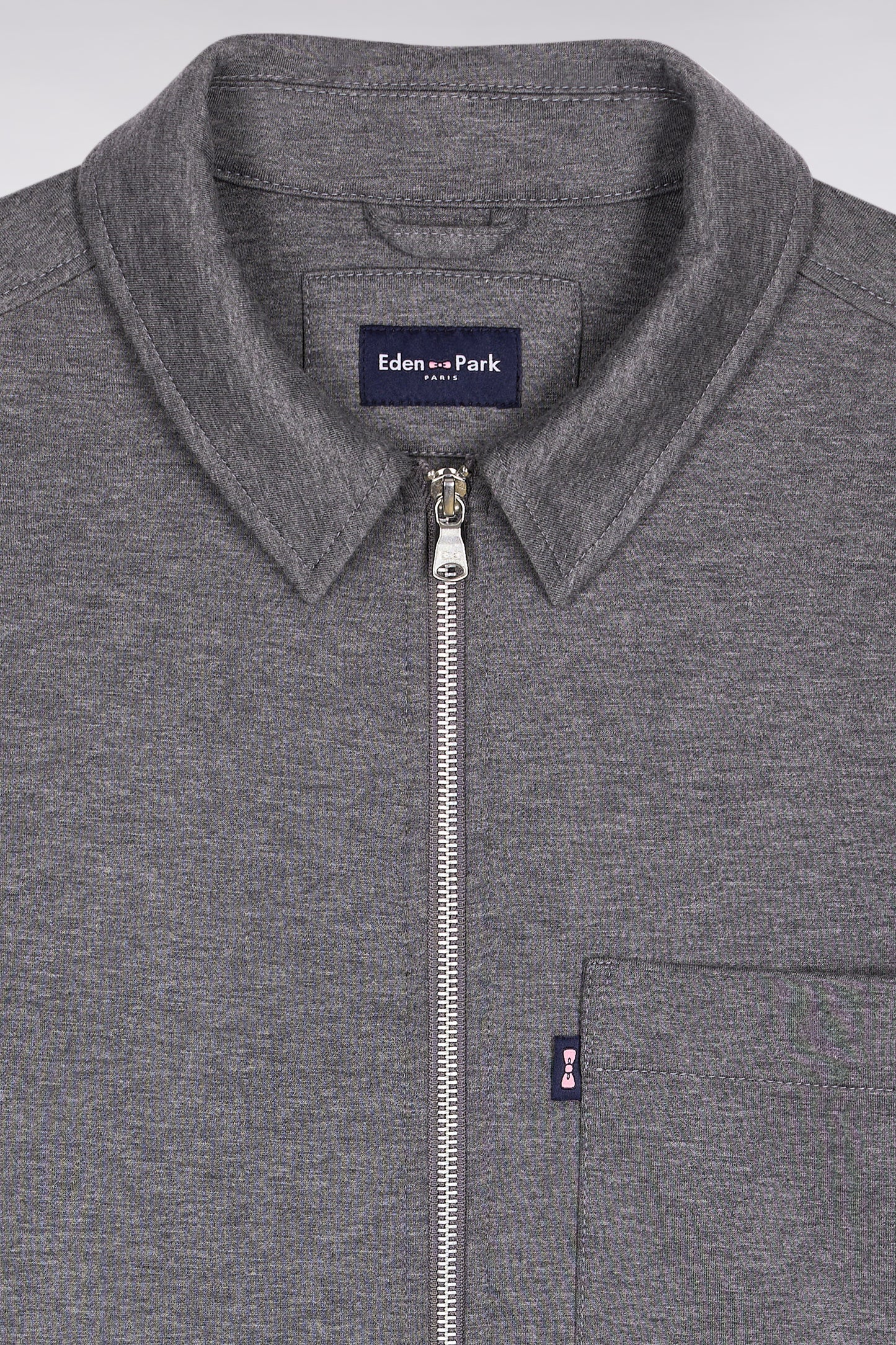 Surchemise zippée en coton gris chiné