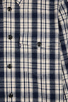 Surchemise en coton à carreaux noire et écrue coupe droite