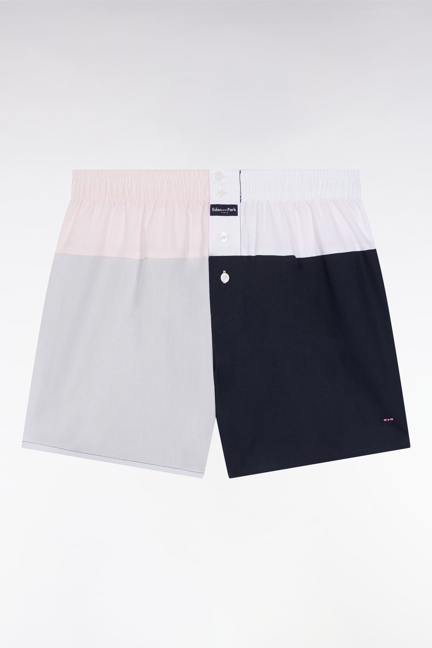 Cotton poplin boxer shorts with colored dials
