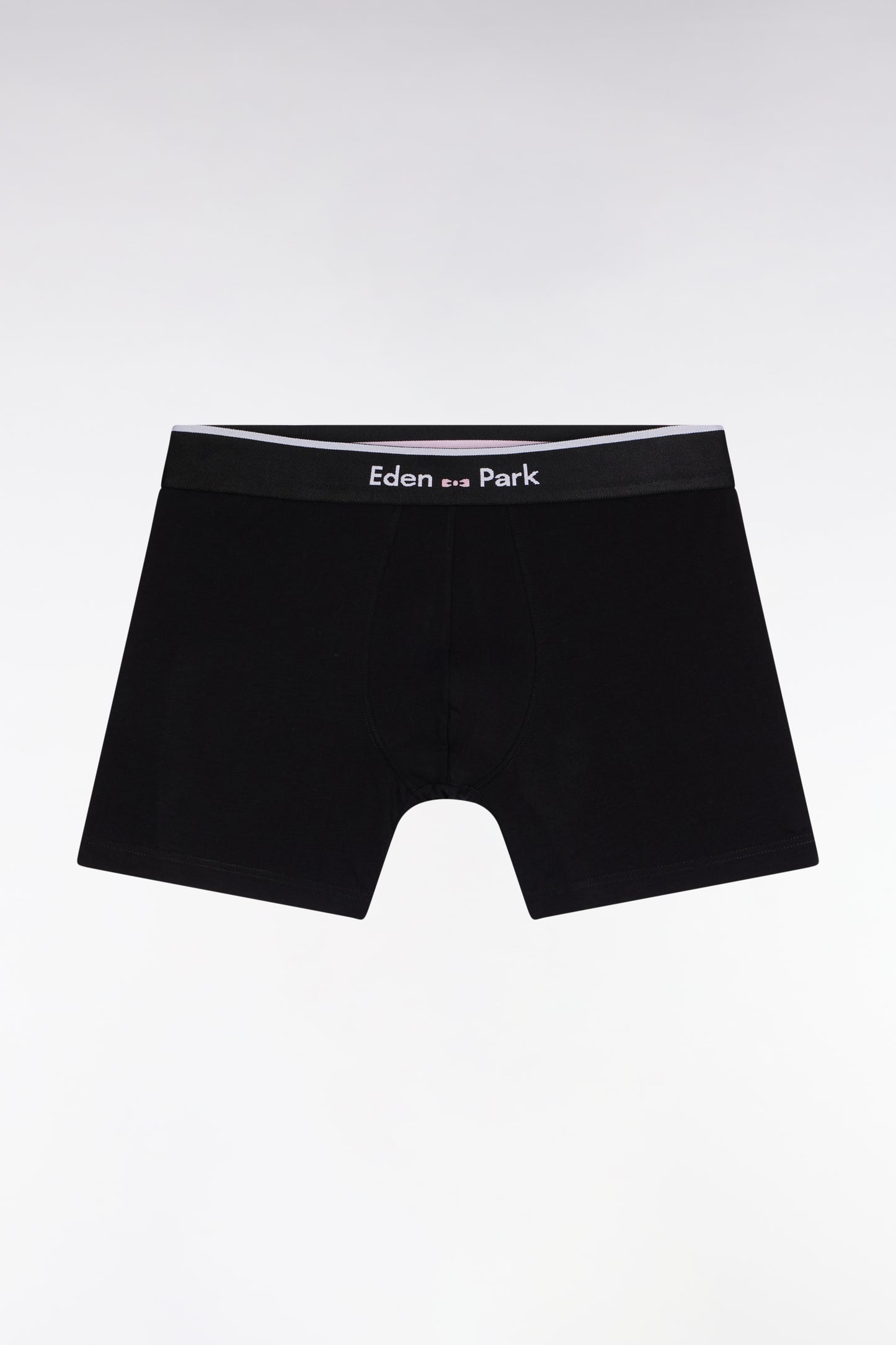 Black cotton jersey boxer shorts with contrasting stripes