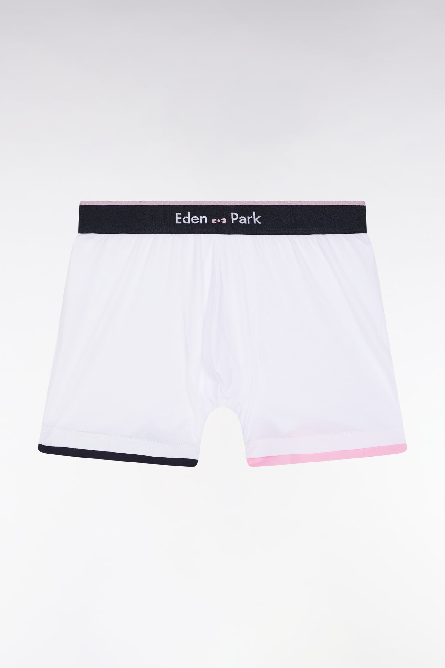 Boxer shorts in white cotton jersey with striped trim