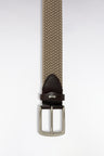 Beige elastic braided belt