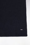 Navy ribbed wool and cotton scarf