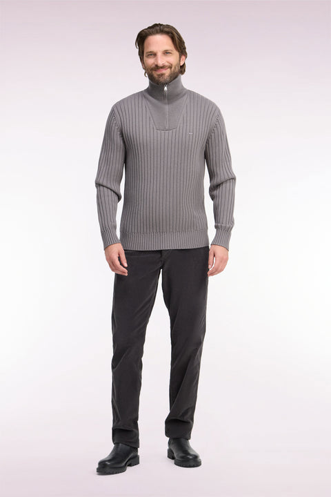 Pantalon chino sans plis en velours côtelé kaki coupe regular - Image 3
