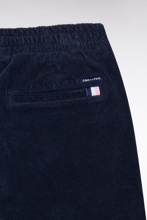 Pantalon chino sans pli en velours côtelé marine coupe droite - Image 2