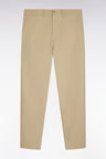 Regular-fit beige stretch cotton piqué wrinkle-free chino pants