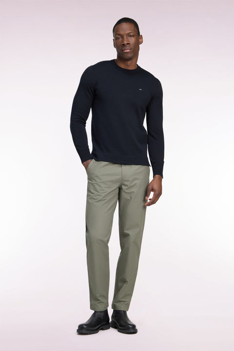 Regular fit light khaki stretch cotton piqué wrinkle-free chino pants - Image 3