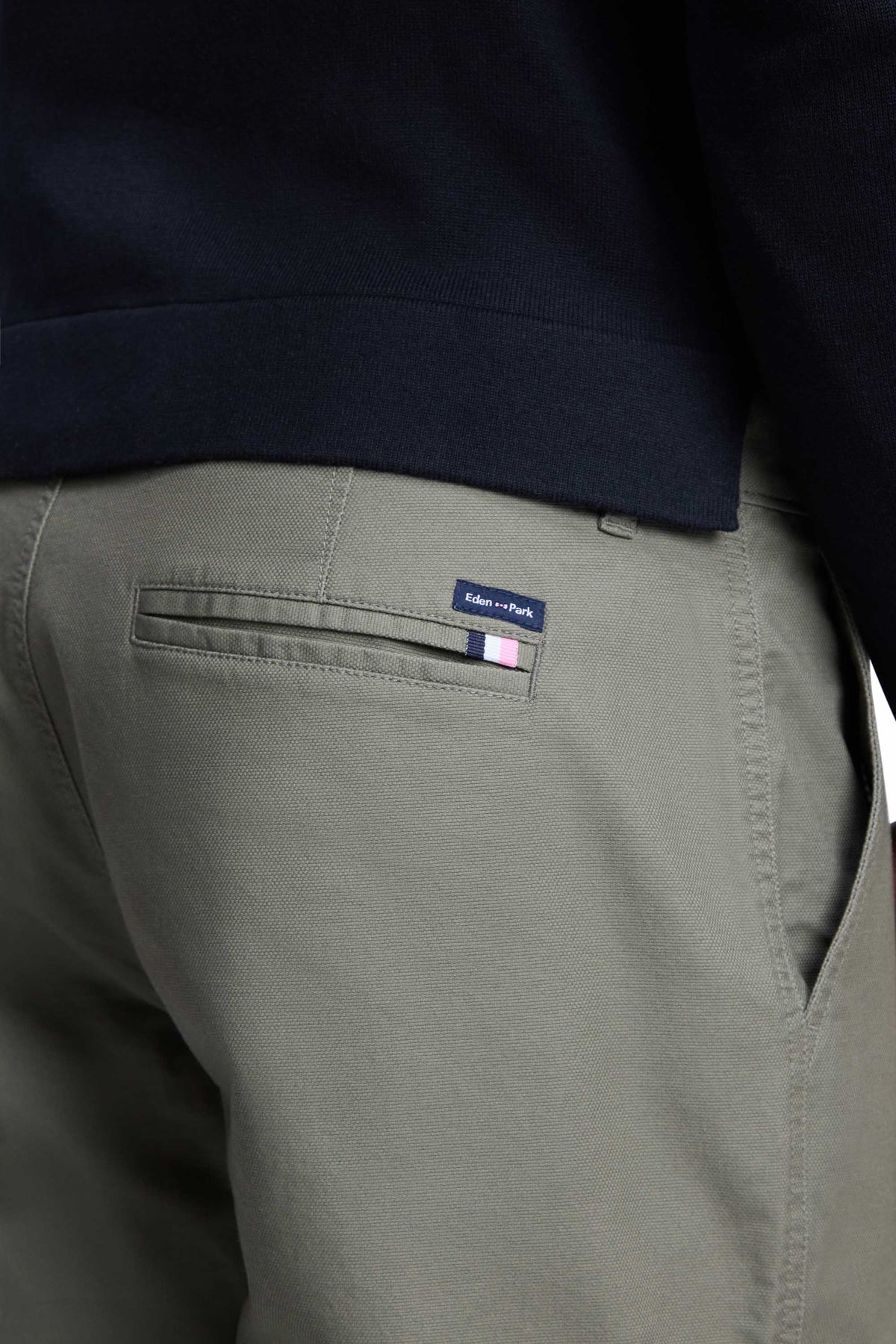 Regular fit light khaki stretch cotton piqué wrinkle-free chino pants