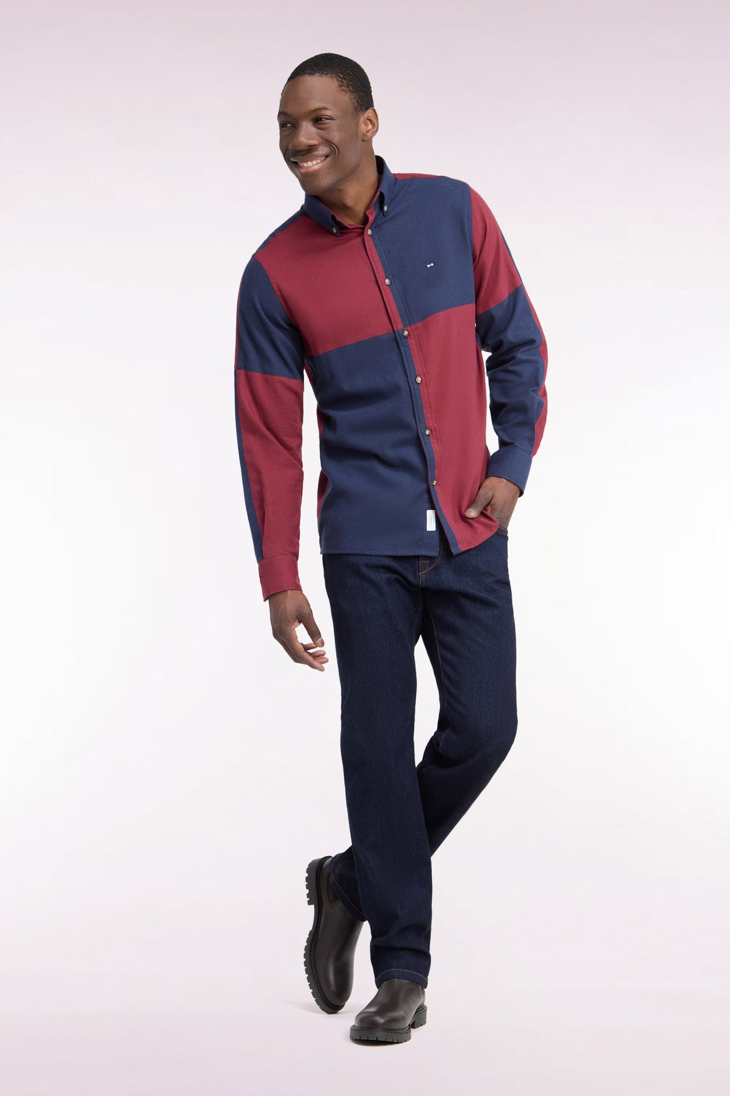 Jean en denim stretch bleu brut coupe regular