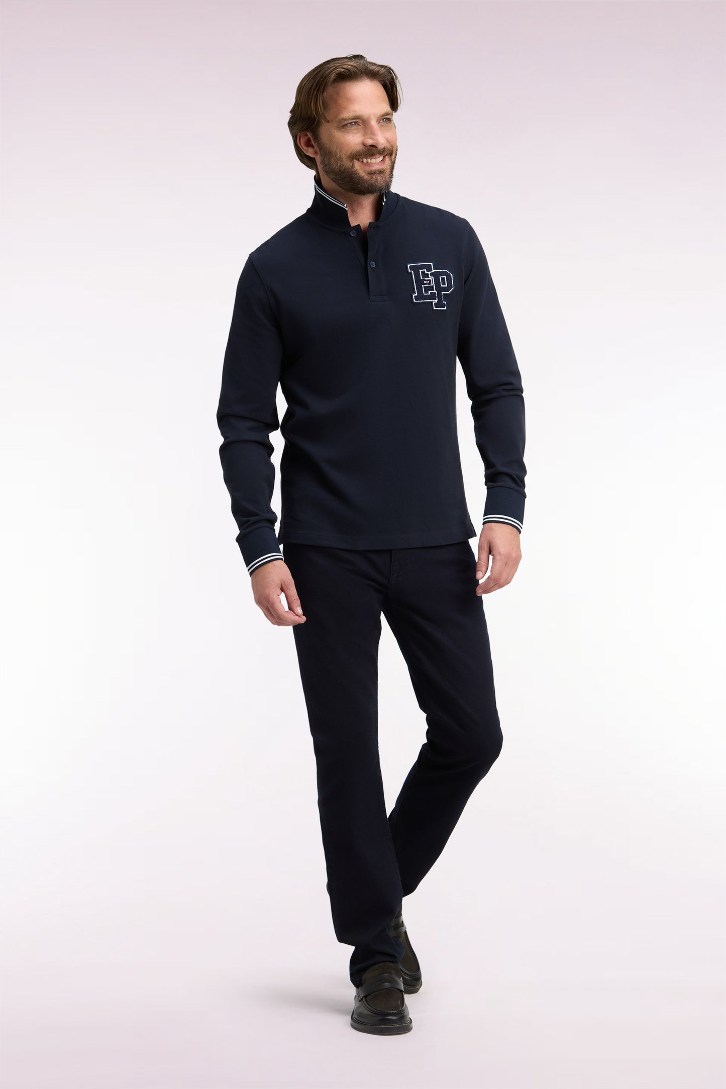 Jean 5 poches en denim stretch marine coupe droite