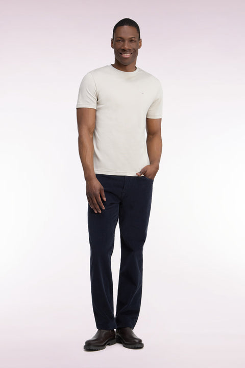 Pantalon 5 poches en velours côtelé marine coupe regular - Image 3