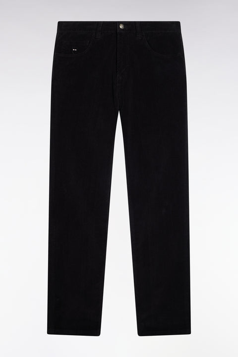 Pantalon 5 poches en velours côtelé noir coupe regular - Image 2