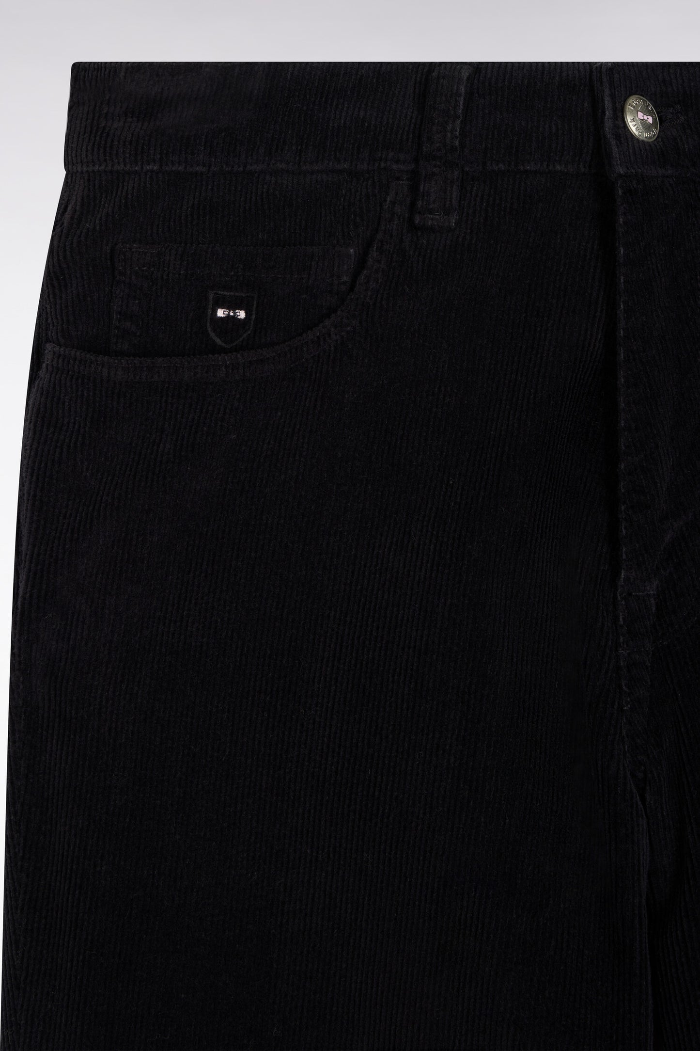 Pantalon 5 poches en velours côtelé noir coupe regular
