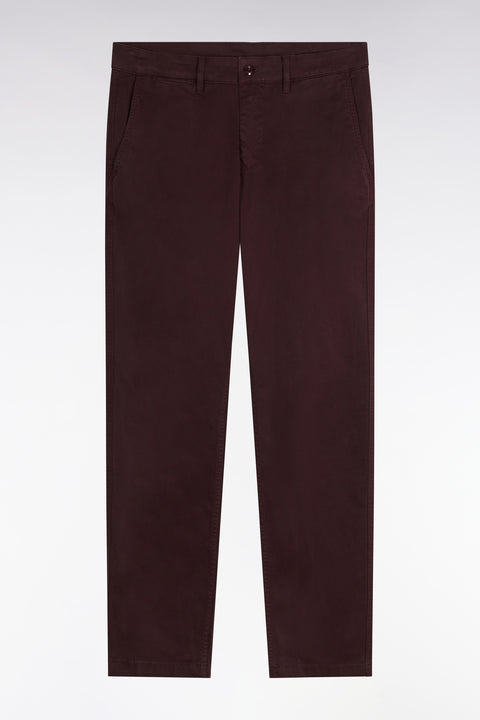 Pantalon chino sans plis en gabardine de coton stretch marron - Image 1