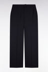 Straight cut navy stretch knit tailored trousers