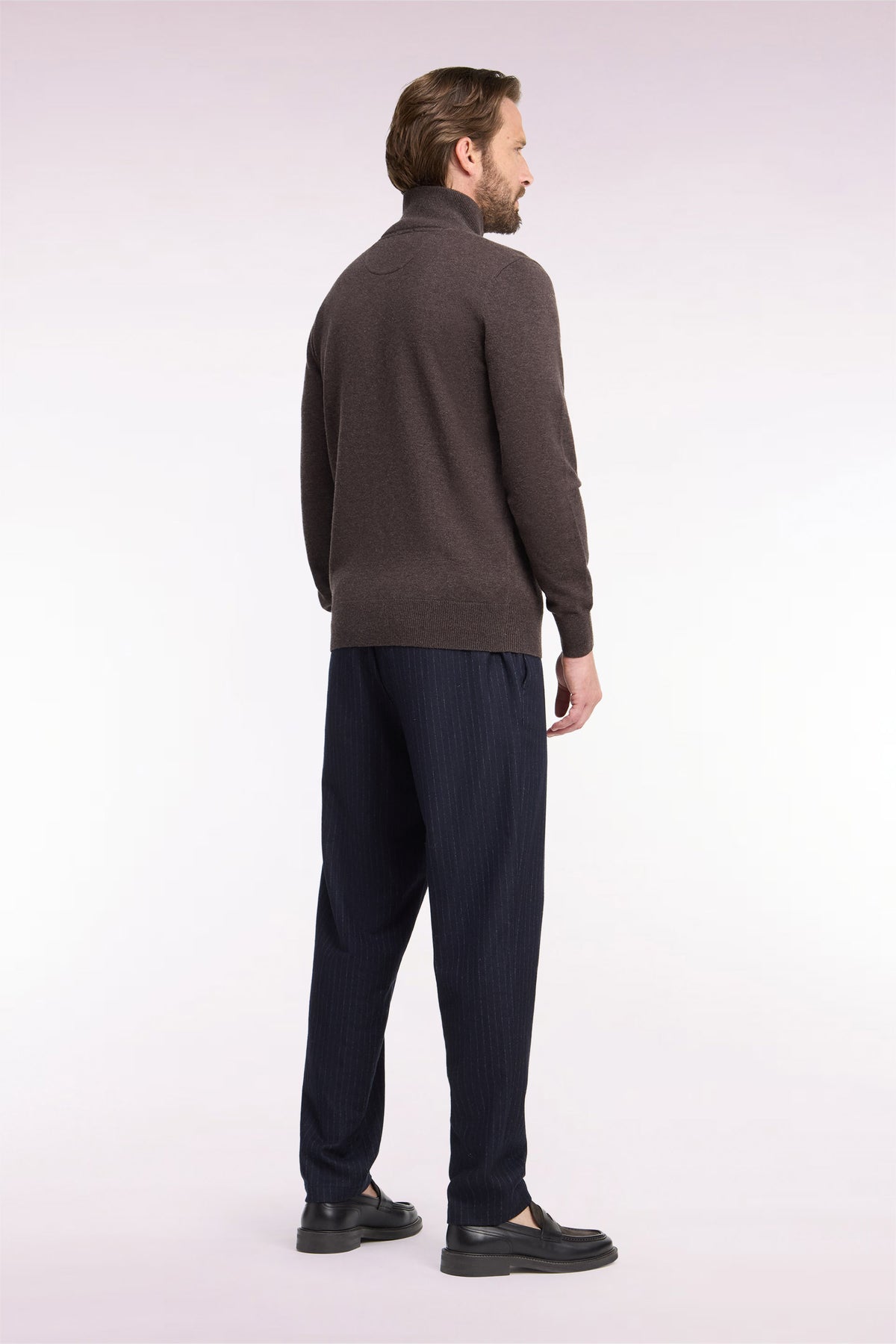 Navy striped flannel-style elasticated waist pants