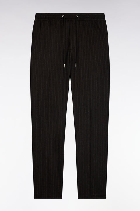 Brown striped flannel-style elasticated waist pants - Image 2