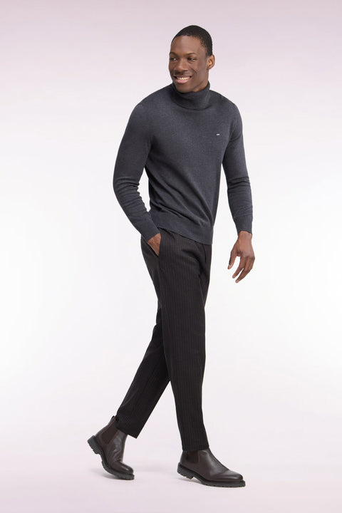 Brown striped flannel-style elasticated waist pants - Image 1