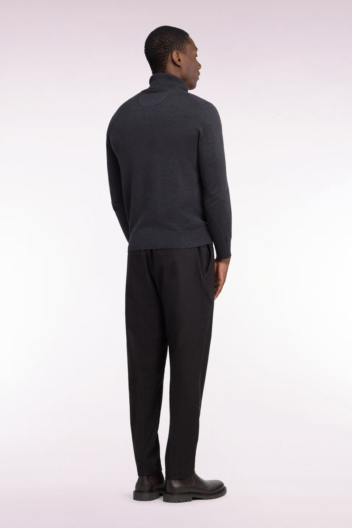 Brown striped flannel-style elasticated waist pants