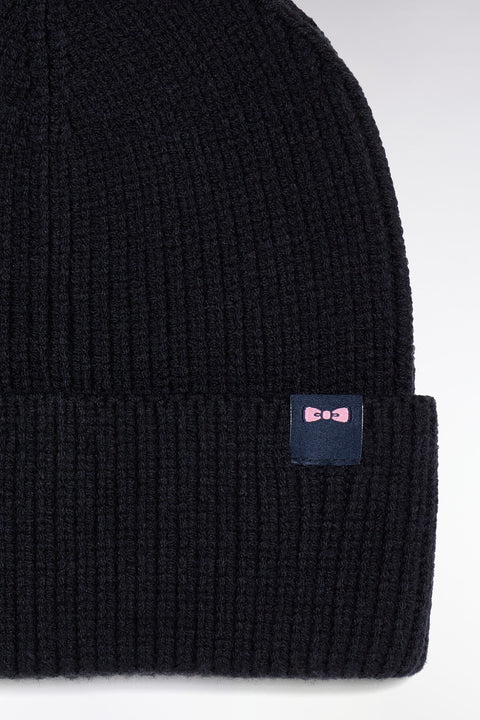 Navy ribbed knit hat - Image 2