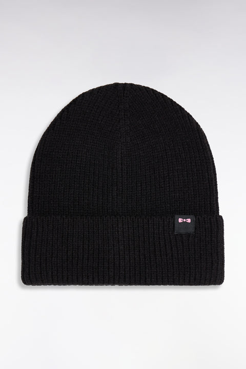Black ribbed knit hat - Image 1