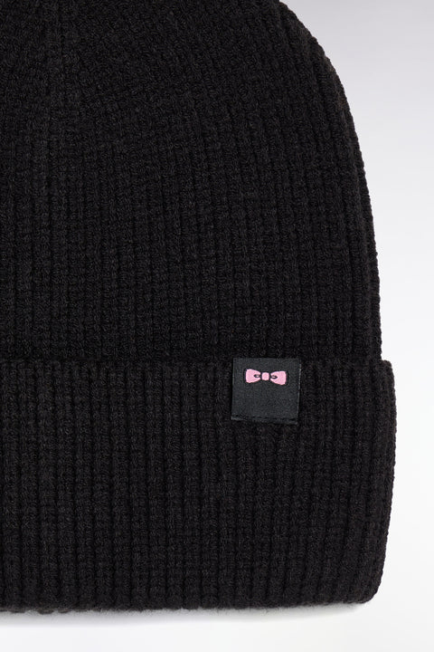 Black ribbed knit hat - Image 2