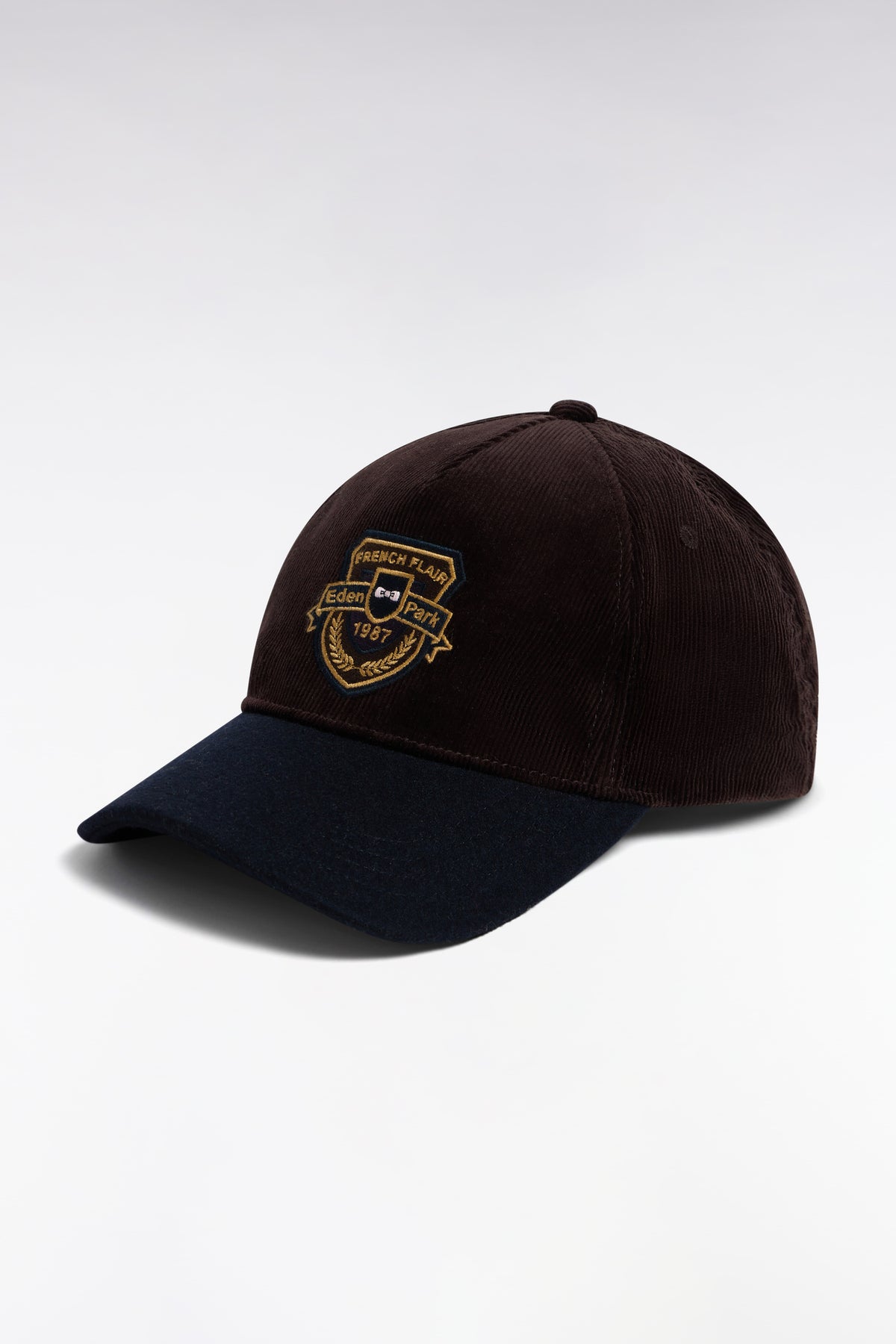 Brown bi-material cap with badge Eden Park