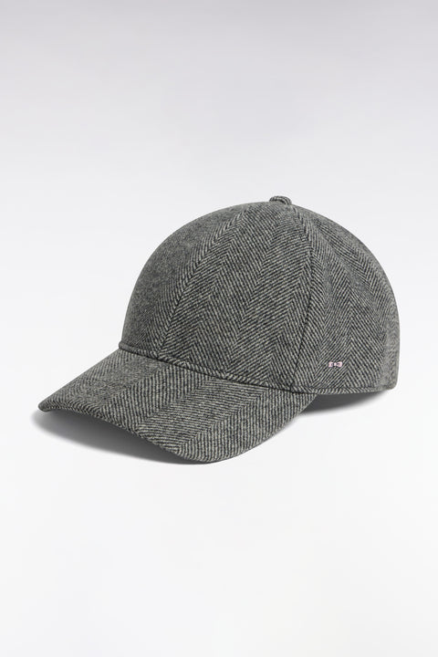 Casquette en drap de laine à chevrons grise - Image 1