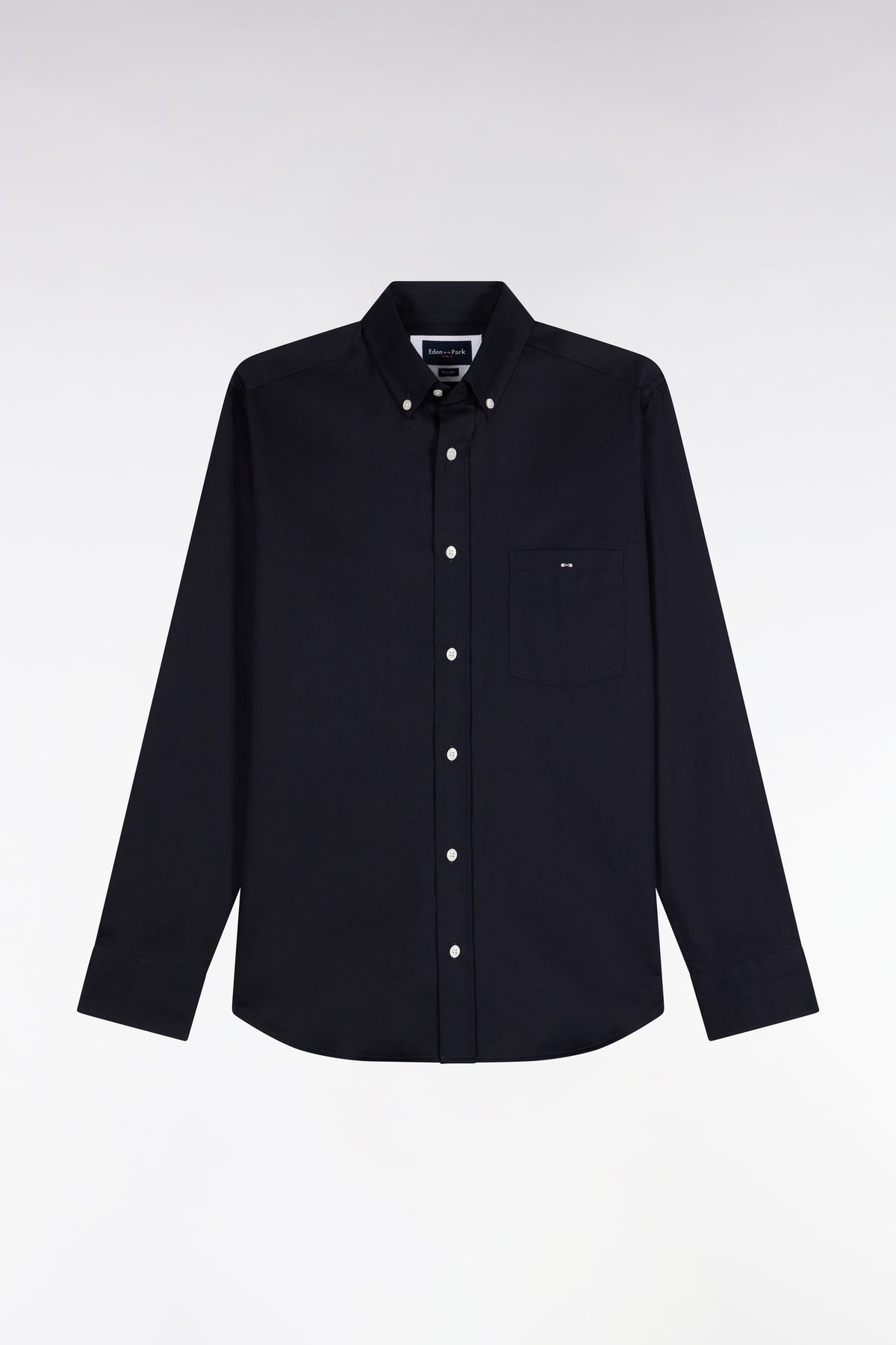 Straight cut navy cotton piqué shirt