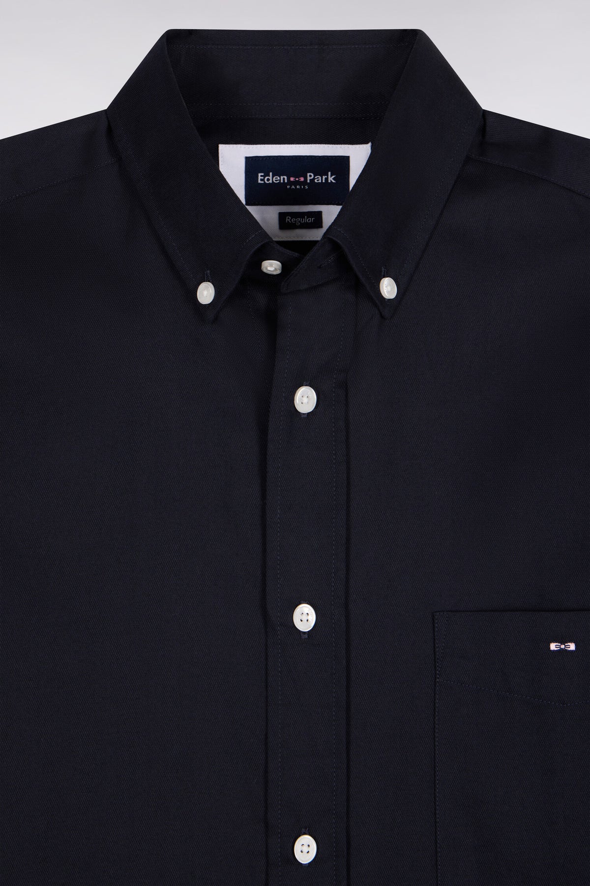Straight cut navy cotton piqué shirt