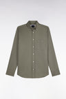 Olive green cotton piqué straight-cut shirt