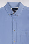 Blue ribbed cotton straight cut shirt