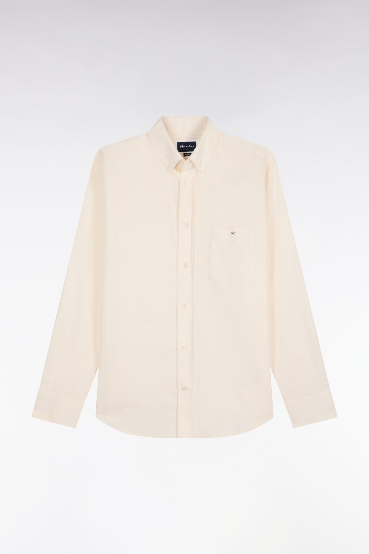 Straight cut ecru ribbed cotton shirt