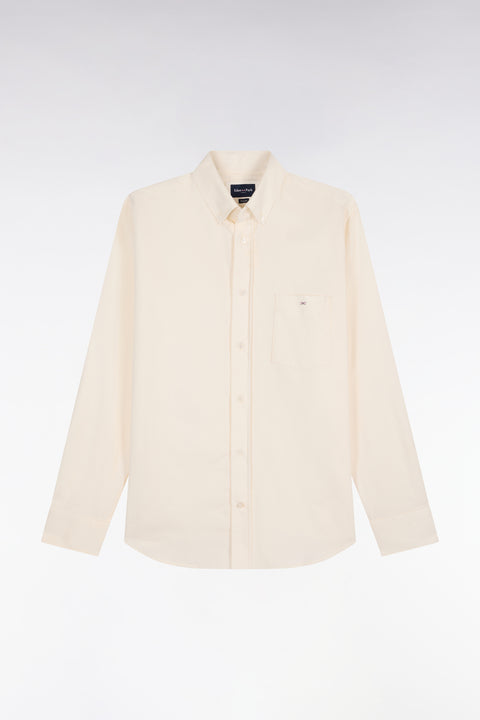 Straight cut ecru ribbed cotton shirt - Image 2