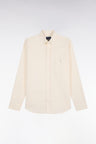 Straight cut ecru ribbed cotton shirt