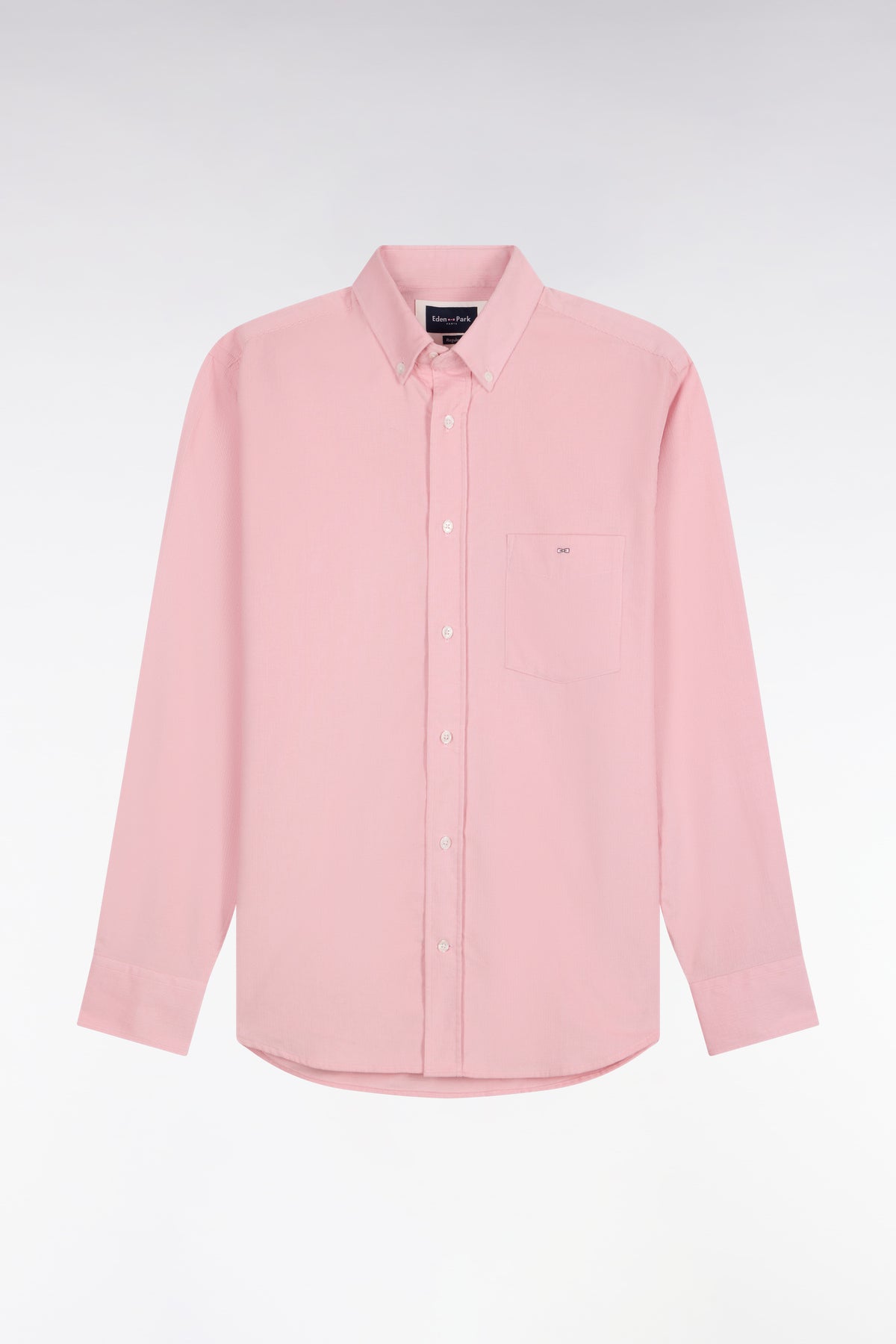 Pink straight-cut ribbed cotton shirt