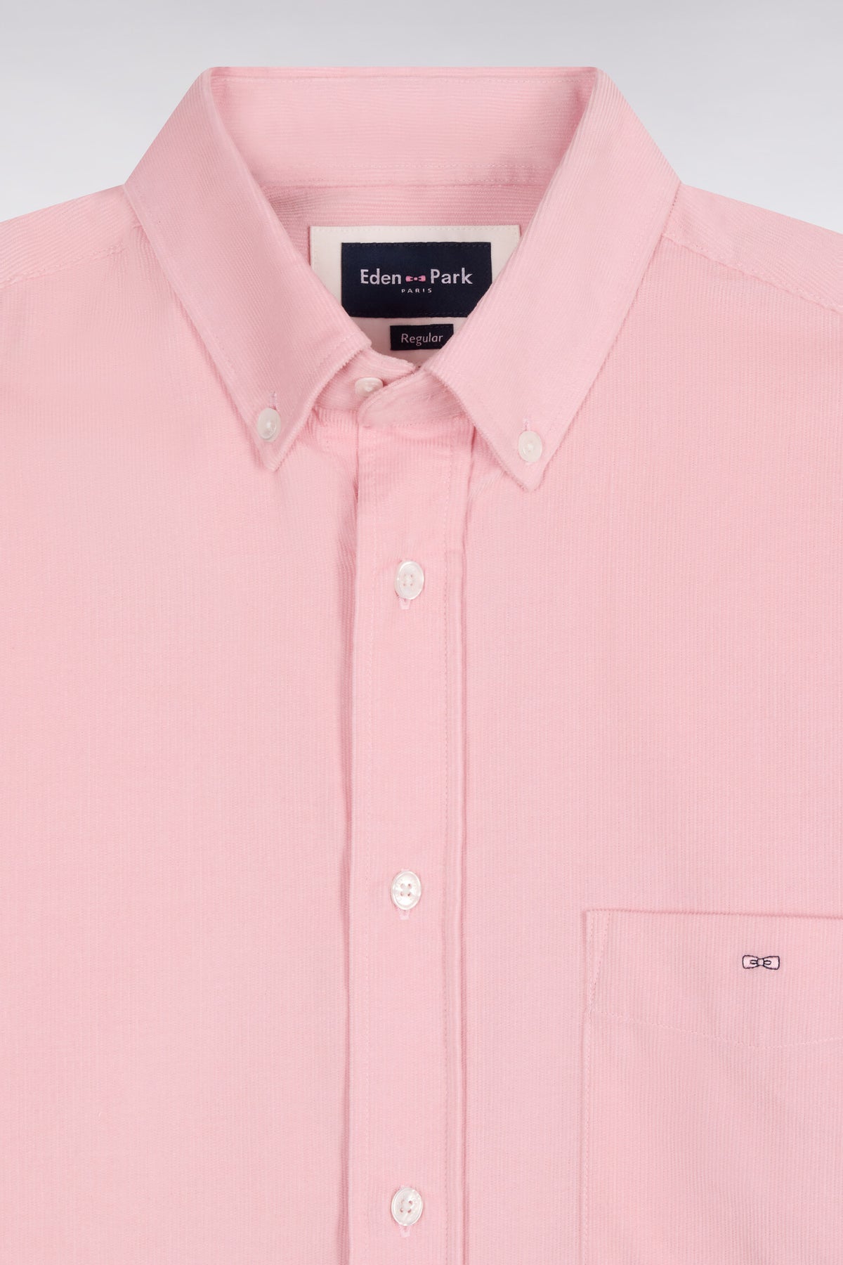 Pink straight-cut ribbed cotton shirt