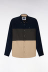 Straight cut tricolor corduroy shirt
