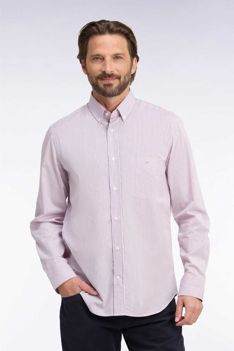 Straight-fit pink striped cotton shirt - Image 3