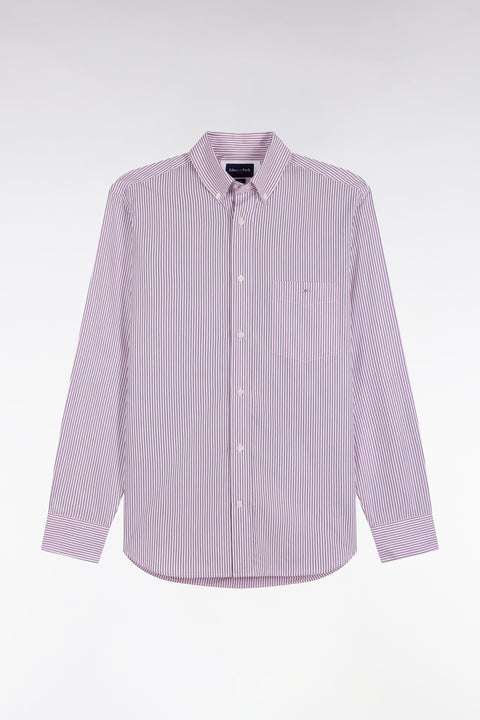 Straight-fit pink striped cotton shirt - Image 2