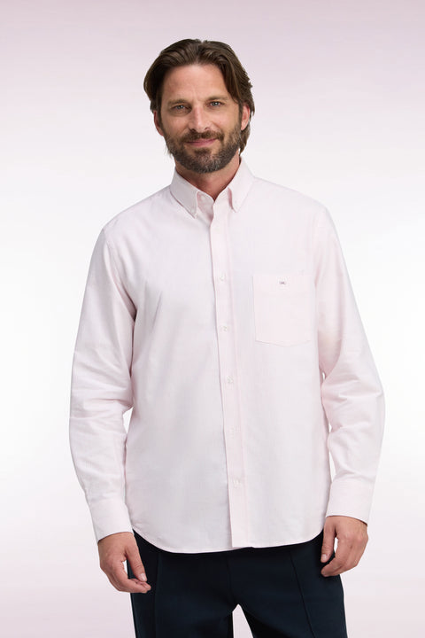 Straight-cut pink stick-striped cotton shirt - Image 3