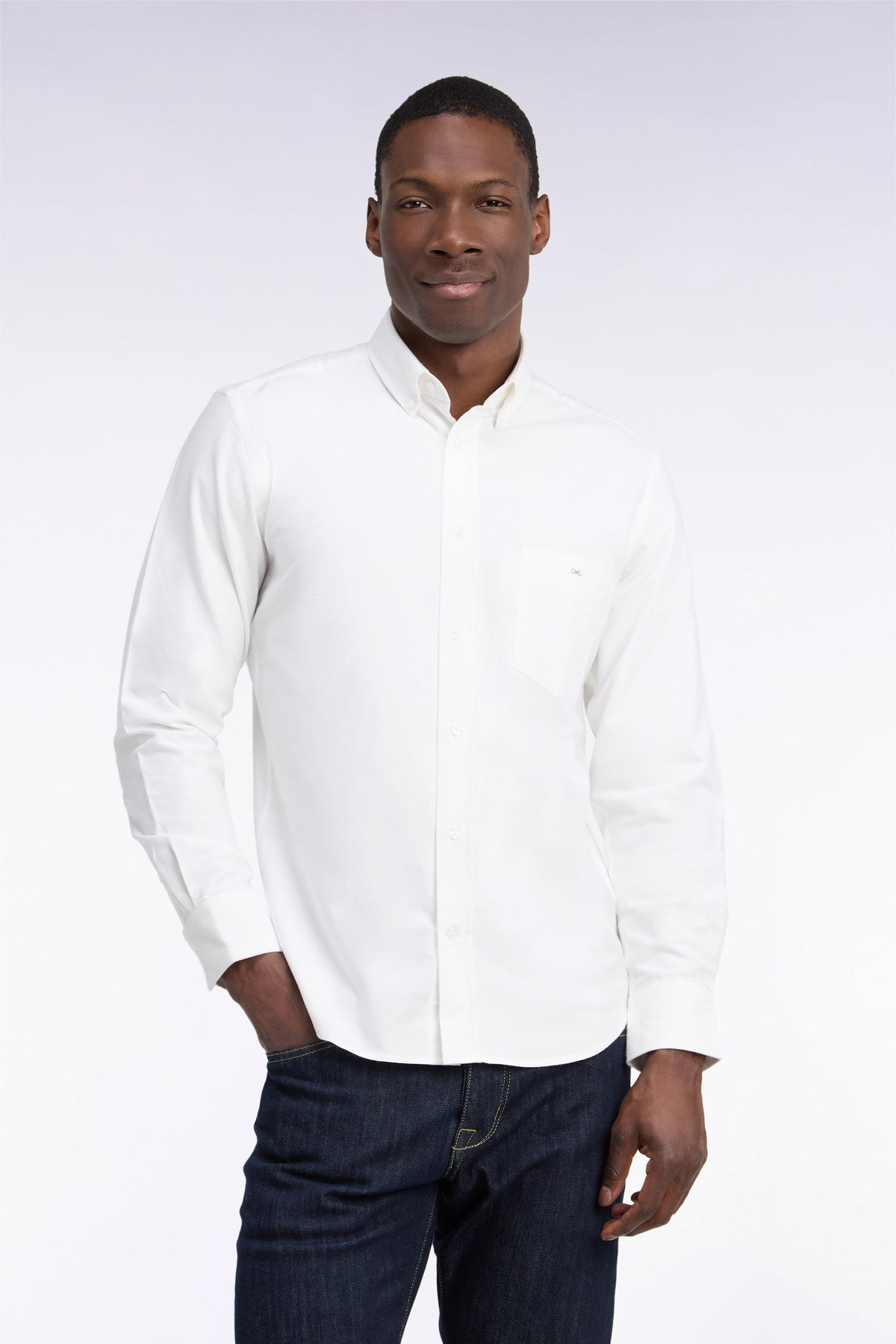Plain white cotton straight cut shirt