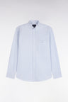 Plain light gray cotton shirt, straight cut